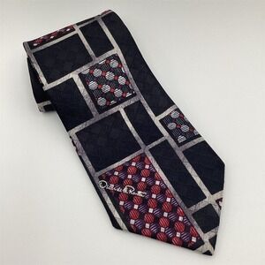 Oscar De La Renta Men's Silk Tie Geometric Pattern Multicolor